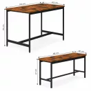 Étkezőasztal 2 paddal, ModernHome CZCY1106075T-7-16, 110 x 60 cm, téglalap alakú, magasság: 75 cm, MDF asztallap, fém váz, 2 db pad: 98 x 30 x 47 cm, fém váz