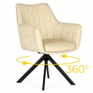   Étkezőszék, ModernHome TIKJ-3, bézs, 82,5 x 59 x 57 cm, bársony kárpit, 360°-ban forgatható, acél lábak, karfás, teherbírás: 120 kg