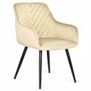 Étkezőszék, ModernHome TIKC-3, 2 db, bézs, 82,5 x 60 x 55 cm, bársony kárpit, porszórt acél lábak, karfás, teherbírás: 120 kg