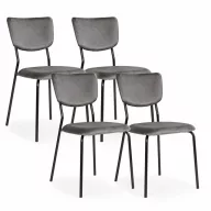   Étkezőszék, ModernHome KJC-4-DG, 4 db, szürke, 83 x 53 x 46 cm, bársony kárpit, porszórt acél lábak, teherbírás: 120 kg