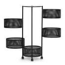 Konyhai tároló, ModernHome VB5-5, 91 x 34 x 34 cm, fekete, 5 szintes, forgatható polcok, porszórt acél, teherbírás: 15 kg