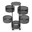 Konyhai tároló, ModernHome VB5-5, 91 x 34 x 34 cm, fekete, 5 szintes, forgatható polcok, porszórt acél, teherbírás: 15 kg