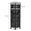 Konyhai tároló, ModernHome VB5-5, 91 x 34 x 34 cm, fekete, 5 szintes, forgatható polcok, porszórt acél, teherbírás: 15 kg