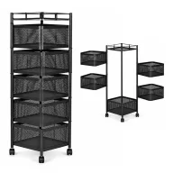   Konyhai tároló, ModernHome VC5-1, 90 x 28 x 28 cm, fekete, 5 szintes, forgatható polcok, porszórt acél, teherbírás: 15 kg