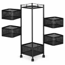 Konyhai tároló, ModernHome VC5-1, 90 x 28 x 28 cm, fekete, 5 szintes, forgatható polcok, porszórt acél, teherbírás: 15 kg