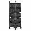 Konyhai tároló, ModernHome VC5-1, 90 x 28 x 28 cm, fekete, 5 szintes, forgatható polcok, porszórt acél, teherbírás: 15 kg