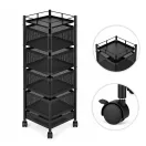Konyhai tároló, ModernHome VC5-1, 90 x 28 x 28 cm, fekete, 5 szintes, forgatható polcok, porszórt acél, teherbírás: 15 kg