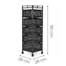 Konyhai tároló, ModernHome VC5-1, 90 x 28 x 28 cm, fekete, 5 szintes, forgatható polcok, porszórt acél, teherbírás: 15 kg