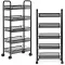 Konyhai tároló, ModernHome VP5-1, 103 x 45 x 26 cm, fekete, 5 szintes, acél váz, gurulós, teherbírás: 15 kg