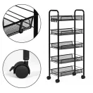 Konyhai tároló, ModernHome VP5-1, 103 x 45 x 26 cm, fekete, 5 szintes, acél váz, gurulós, teherbírás: 15 kg