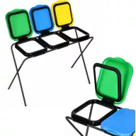   Szemeteszsáktartó állvány, MultiGarden LT3-21, háromzsákos, zsákkapacitás: maximum 120 l, fém keret, 98 x 43 x 75 cm, sárga + zöld + kék fedél