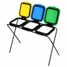 Szemeteszsáktartó állvány, MultiGarden LT3-21, háromzsákos, zsákkapacitás: maximum 120 l, fém keret, 98 x 43 x 75 cm, sárga + zöld + kék fedél