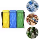 Szemeteszsáktartó állvány, MultiGarden LT3-21, háromzsákos, zsákkapacitás: maximum 120 l, fém keret, 98 x 43 x 75 cm, sárga + zöld + kék fedél