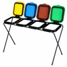 Szemeteszsáktartó állvány, MultiGarden LT4-21, négyzsákos, zsákkapacitás: maximum 120 l, fém keret, 129 x 43 x 75 cm, sárga + zöld + kék + barna fedél