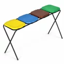 Szemeteszsáktartó állvány, MultiGarden LT4-21, négyzsákos, zsákkapacitás: maximum 120 l, fém keret, 129 x 43 x 75 cm, sárga + zöld + kék + barna fedél