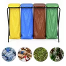 Szemeteszsáktartó állvány, MultiGarden LT4-21, négyzsákos, zsákkapacitás: maximum 120 l, fém keret, 129 x 43 x 75 cm, sárga + zöld + kék + barna fedél