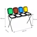 Szemeteszsáktartó állvány, MultiGarden LT4-21, négyzsákos, zsákkapacitás: maximum 120 l, fém keret, 129 x 43 x 75 cm, sárga + zöld + kék + barna fedél