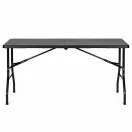 Kerti asztal, MultiGarden LT-T5, fekete, 153 × 70 cm, összecsukható, magasság: 73,5 cm, bőrönddé hajtható, hordfogantyúval, teherbírás: 150 kg