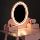 Gyerek fésülködőasztal, ECOTOYS TL106008, rózsaszín, 59 x 38,5 x 91 cm, fa és MDF, LED-es tükörrel, fiókkal, 6 db kiegészítővel, 3 éves kortól