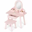 Gyerek fésülködőasztal, ECOTOYS TL106008, rózsaszín, 59 x 38,5 x 91 cm, fa és MDF, LED-es tükörrel, fiókkal, 6 db kiegészítővel, 3 éves kortól