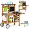 Kültéri játékkonyha, ECOTOYS TL055015, fa, 80 x 39 x 81 cm, működő csappal, krétatáblával, 16 db tartozékkal, 3 éves kortól