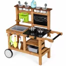 Kültéri játékkonyha, ECOTOYS TL055015, fa, 80 x 39 x 81 cm, működő csappal, krétatáblával, 16 db tartozékkal, 3 éves kortól