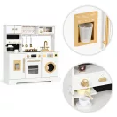 Játékkonyha, ECOTOYS TL106009, fehér, 87,5 x 32,5 x 93 cm, fa, fényhatásokkal, hanghatásokkal, 11 db tartozékkal, sütővel, mosógéppel, kávégéppel, mosogatóval, 3 éves kortól