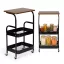Konyhai tároló, ModernHome VP3-1, 42 x 29 x 75,5 cm, 3 szintes, acél váz, MDF munkalap, gurulós, 4 görgővel (2 fékezhető), teherbírás: 15 kg