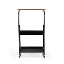 Konyhai tároló, ModernHome VP3-1, 42 x 29 x 75,5 cm, 3 szintes, acél váz, MDF munkalap, gurulós, 4 görgővel (2 fékezhető), teherbírás: 15 kg