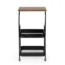 Konyhai tároló, ModernHome VP3-1, 42 x 29 x 75,5 cm, 3 szintes, acél váz, MDF munkalap, gurulós, 4 görgővel (2 fékezhető), teherbírás: 15 kg