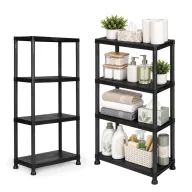  Műhelypolc, ModernHome LTSH4-1, fekete, 61 x 30 x 131 cm, 4 szintes, műanyag, szerszám nélkül összeszerelhető, 36,5 cm polctávolság, polconként 25 kg teherbírás, emelt lábakkal