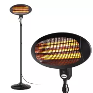   Infra hősugárzó, Bauerkraft H-639, 2000 W, 50 x 160-210 cm állítható magasság, kvarccsöves fűtőelem, 3 fűtésfokozat, 0-45°-ban dönthető, álló vagy függeszthető, acél ház, termosztát