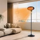 Infra hősugárzó, Bauerkraft H-639, 2000 W, 50 x 160-210 cm állítható magasság, kvarccsöves fűtőelem, 3 fűtésfokozat, 0-45°-ban dönthető, álló vagy függeszthető, acél ház, termosztát