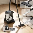 Elektromos hamuporszívó, Bauerkraft H-752, 1200 W, tartály: 20 l, dupla HEPA szűrő, langyos hamuhoz is, festett acél tartály