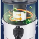Elektromos hamuporszívó, Bauerkraft H-752, 1200 W, tartály: 20 l, dupla HEPA szűrő, langyos hamuhoz is, festett acél tartály