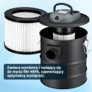 Elektromos hamuporszívó, Bauerkraft H-751, 800 W, tartály: 15 l, dupla HEPA szűrő, langyos hamuhoz is, festett acél tartály