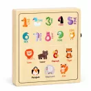 Készségfejlesztő játék, ECOTOYS MLD-8878, fa, 18 x 16 x 3 cm, LED fényeffektekkel, kapcsolókkal, gombokkal, forgatható tekerőkkel, kulcsos indítóval, ventilátorral, hátoldalán számokkal, 3 éves kortól