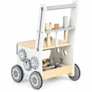 Gyerek munkapad, ECOTOYS HM259825, fa, 27 x 27 x 47 cm, 34 elemes, járássegítő tolókocsi funkcióval, satus munkalappal, formaválogatóval, fogaskerekekkel, tárolórekesszel, kalapács, csavarhúzó, villáskulcs, csavarok és anyák, gumizott kerekekkel