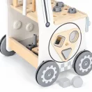 Gyerek munkapad, ECOTOYS HM259825, fa, 27 x 27 x 47 cm, 34 elemes, járássegítő tolókocsi funkcióval, satus munkalappal, formaválogatóval, fogaskerekekkel, tárolórekesszel, kalapács, csavarhúzó, villáskulcs, csavarok és anyák, gumizott kerekekkel