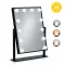 Sminktükör, ModernHome ZMM4-1, fekete, 30 x 40 cm, 12 LED izzóval, 3 fényszín (3000K, 4000K, 6000K), érintőpaneles kapcsoló, USB-C tápellátás, állványos