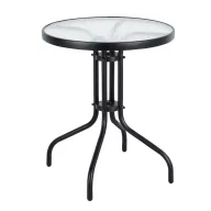   Kerti asztal, MultiGarden SC-070, fekete, kerek, átmérő: 60 cm, magasság: 70 cm, edzett üveglap, porszórt acél váz, teherbírás: 60 kg