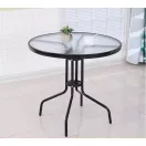 Kerti asztal, MultiGarden SC-070, fekete, kerek, átmérő: 60 cm, magasság: 70 cm, edzett üveglap, porszórt acél váz, teherbírás: 60 kg