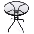 Kerti asztal, MultiGarden SC-070, fekete, kerek, átmérő: 60 cm, magasság: 70 cm, edzett üveglap, porszórt acél váz, teherbírás: 60 kg