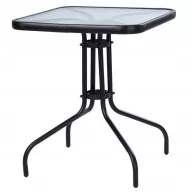   Kerti asztal, MultiGarden SC-073, fekete, 60 x 60 cm, magasság: 70 cm, edzett üveglap, porszórt acél váz, teherbírás: 60 kg