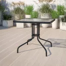 Kerti asztal, MultiGarden SC-073, fekete, 60 x 60 cm, magasság: 70 cm, edzett üveglap, porszórt acél váz, teherbírás: 60 kg