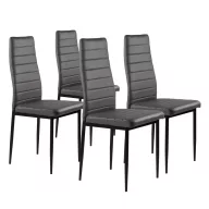   Étkezőszék, ModernHome DC855-4, 4 db, szürke, 98 x 43 x 41 cm, ökobőr kárpit, porszórt acél lábak, magas háttámla, teherbírás: 120 kg