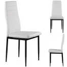 Étkezőszék, ModernHome DC855-4, 4 db, fehér, 98 x 43 x 41 cm, ökobőr kárpit, porszórt acél lábak, magas háttámla, teherbírás: 120 kg