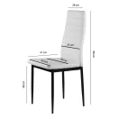 Étkezőszék, ModernHome DC855-4, 4 db, fehér, 98 x 43 x 41 cm, ökobőr kárpit, porszórt acél lábak, magas háttámla, teherbírás: 120 kg