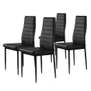 Étkezőszék, ModernHome DC855-4, 4 db, fekete, 98 x 43 x 41 cm, ökobőr kárpit, porszórt acél lábak, magas háttámla, teherbírás: 120 kg