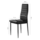 Étkezőszék, ModernHome DC855-4, 4 db, fekete, 98 x 43 x 41 cm, ökobőr kárpit, porszórt acél lábak, magas háttámla, teherbírás: 120 kg